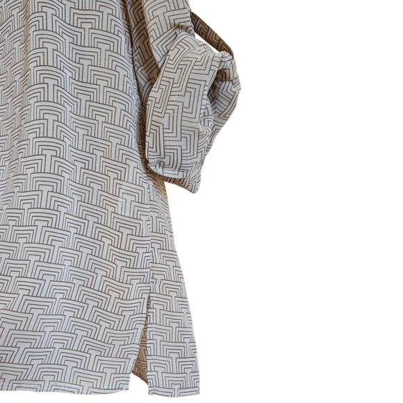 Chico's Women's Tunic Blouse VNeck Beaded Rolled Sleeves Brown Size 2 (Large) - Picture 5 of 10